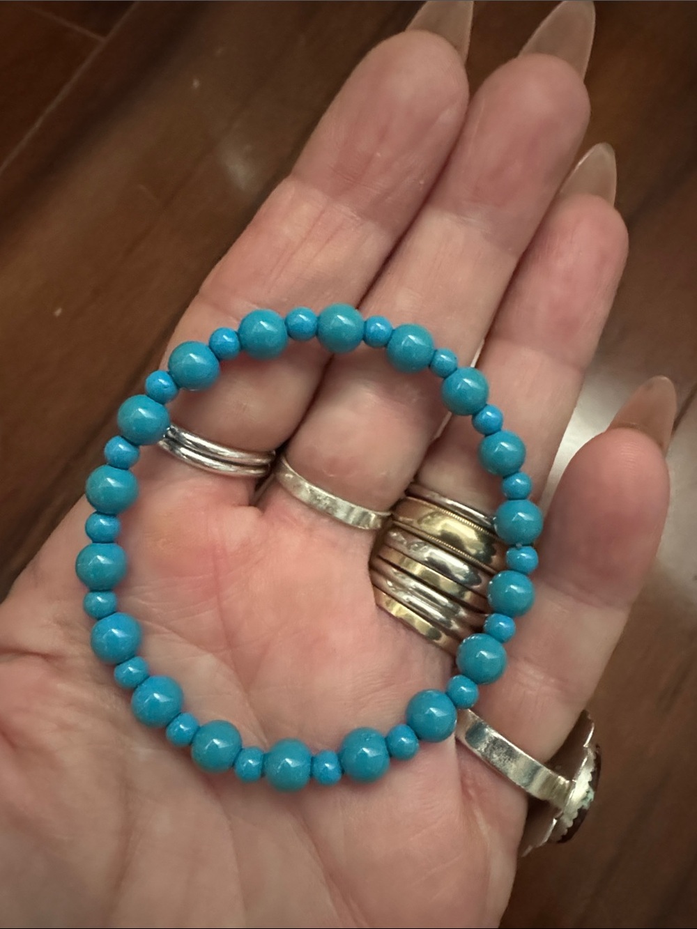 Kingman Turquoise Beaded Stretch Bracelet - Women's Jewelry